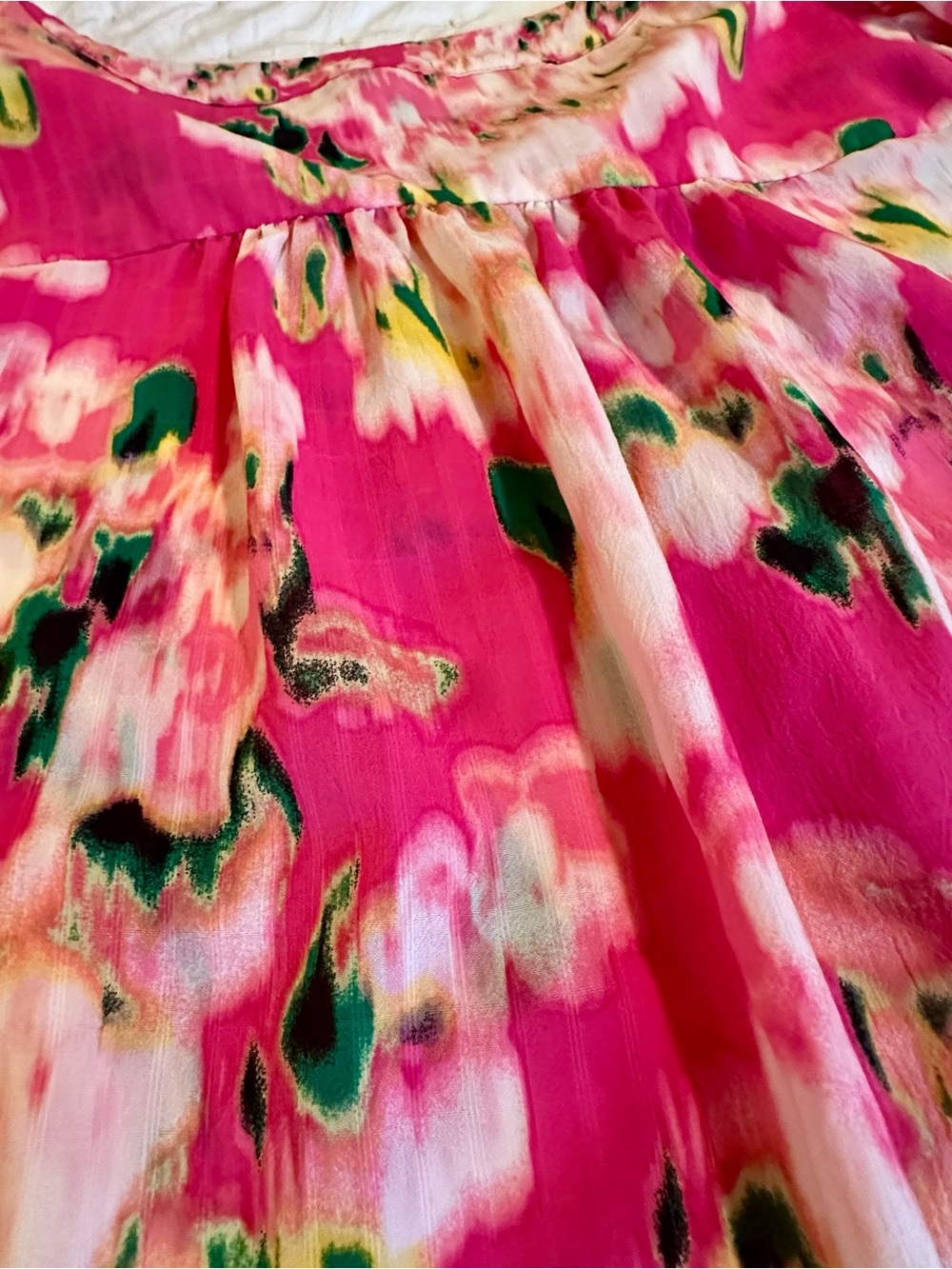 Rose & Olive Floral Puff Sleeve Tie Front Blouse XL - Like New - Picture 13 of 13